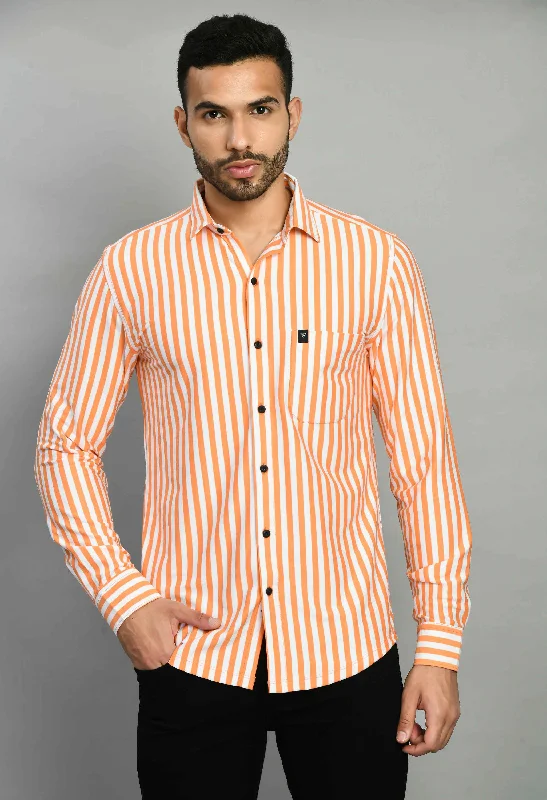 Lightweight Coats Orange White Casual Shirt for Men