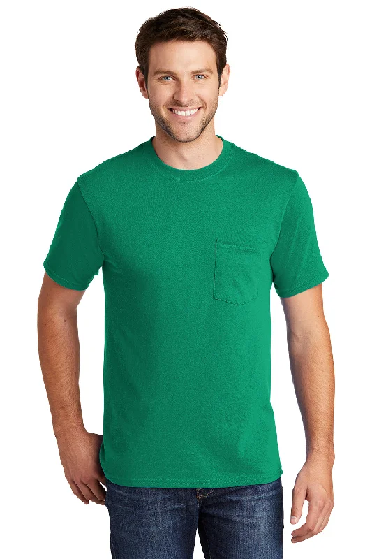 Urban Comfort Port & Company Mens Core Short Sleeve Crewneck T-Shirt w/ Pocket - Kelly Green