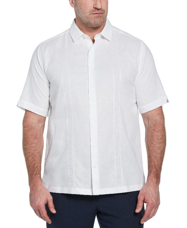 Stylish Comfort Big & Tall Linen Blend Embroidered Panel Shirt