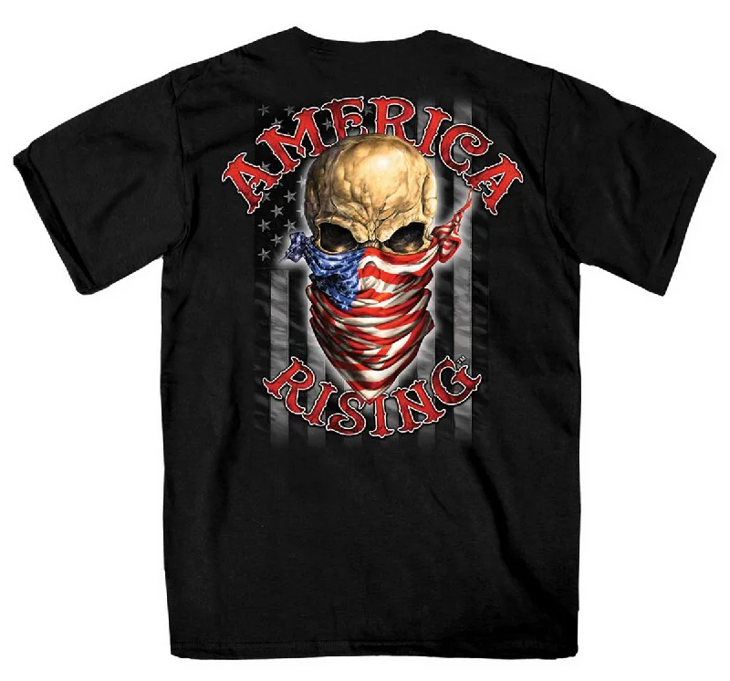 Comfortable Outfits Hot Leathers GMD1364 Mens 'Skull Bandanna - America Rising' Black T-Shirt