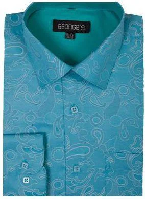 Casual Chinos Men Shirt AH625-Turquoise