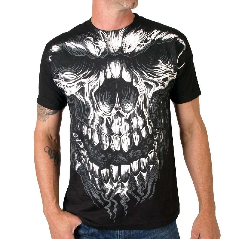 Stylish Polos Hot Leathers GMS1237 Men’s ‘Shredder Skull Jumbo Print’ Black T-Shirt