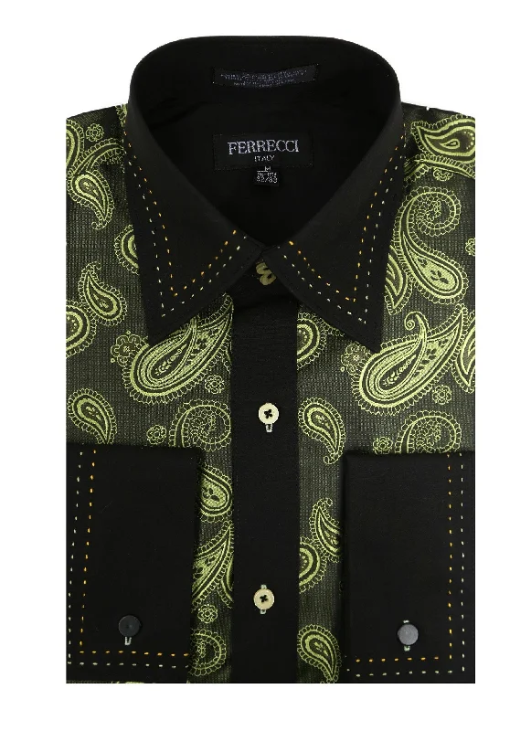 Dapper Suits Men's Dress Shirt MSD-1010 Green Paisley