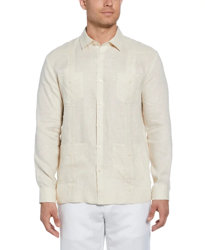 Casual Chic 100% Linen Classic Guayabera Shirt - Long Sleeve