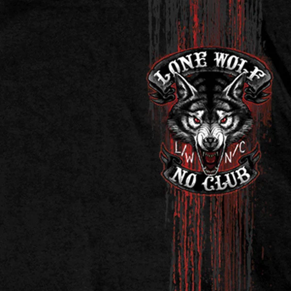 Modern Backpacks Hot Leathers GMD1343 'Jumbo Lone Wolf, No Club' Black Men's Black T-Shirt