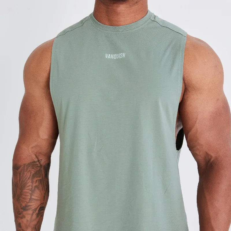 Parkas Style Vanquish Essential Green Oversized Sleeveless T Shirt