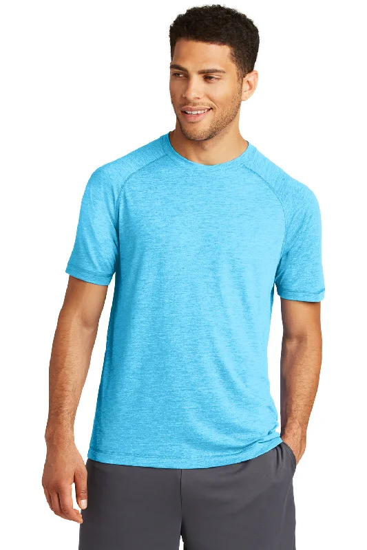 Techwear Fashion Sport-Tek Mens Moisture Wicking Short Sleeve Crewneck T-Shirt - Heather Pond Blue