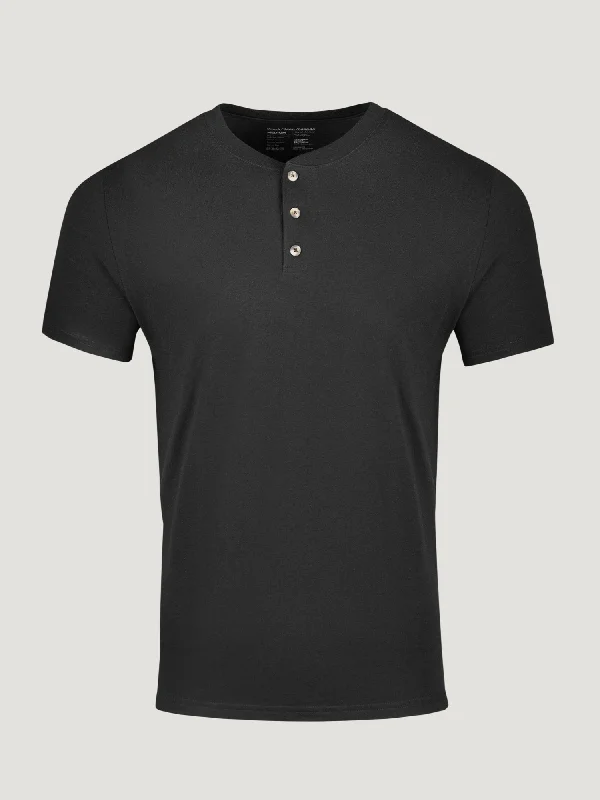 Weekend Outfits Black Short Sleeve Henley