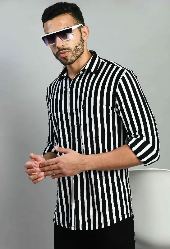 Sporty Chic Black and White Casual Shirt for Men