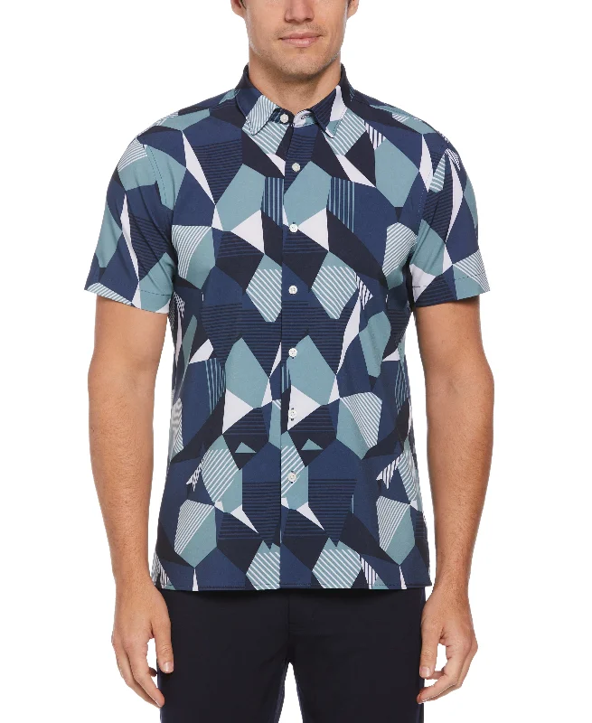 Weekend Outfits Total Stretch Exploded Geometric Print Shirt