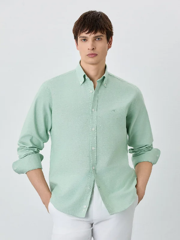 Urban Comfort Regular Fit Shirt With Button Down Collar In Cotton-elastane Blend