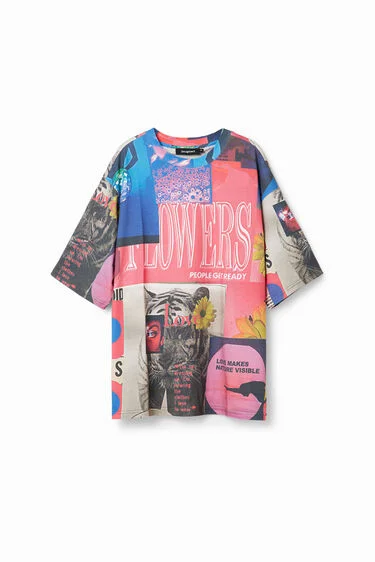 Graphic Caps Desigual Oversize collage T-shirt