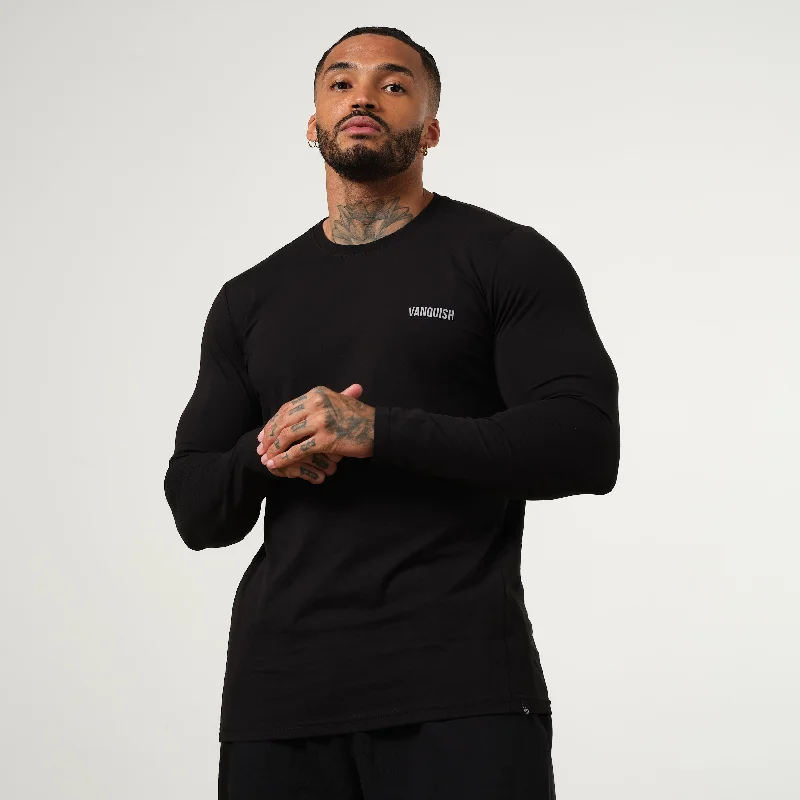 Modern Style Vanquish Essential Black Slim Fit Long Sleeve T Shirt