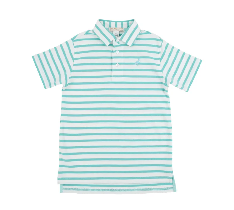 Dapper Suits Prim & Proper Polo Turks Teal Stripe