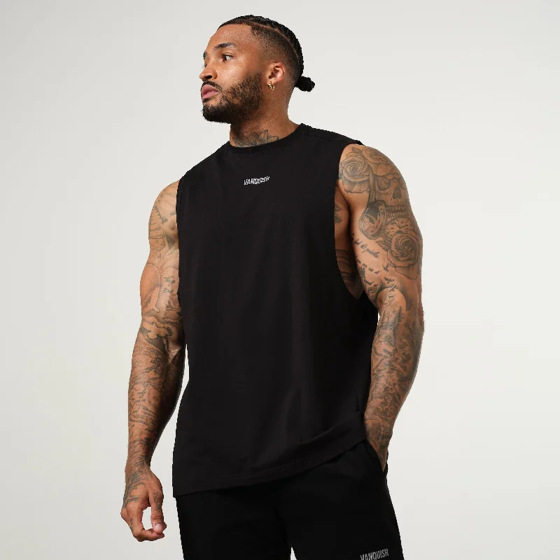 Everyday Outfits Vanquish Essential Black Oversized Sleeveless T Shirt