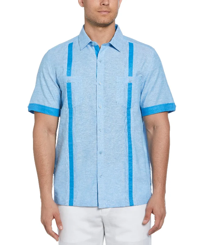 Relaxed Wear Linen Blend Cross Dye Guayabera Shirt