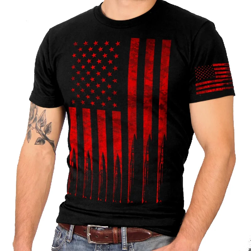 Sporty Chic Hot Leathers GML1002 Men’s ‘American Flag Bullets’ Black T-Shirt