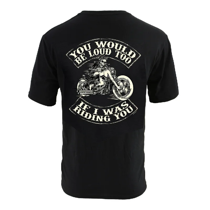 Casual Wear Milwaukee Leather BCC116010 Men's Black 'You Would Be Loud Too' Motorcycle Cotton Print T-Shirt