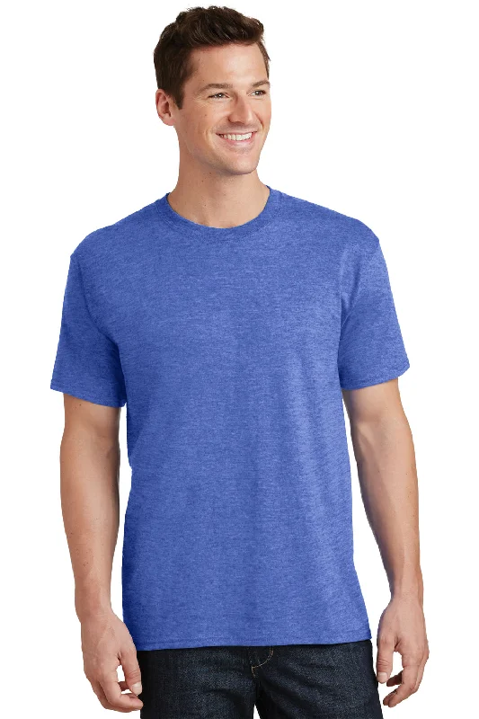 Summer Tees Port & Company Mens Core Short Sleeve Crewneck T-Shirt - Heather Royal Blue