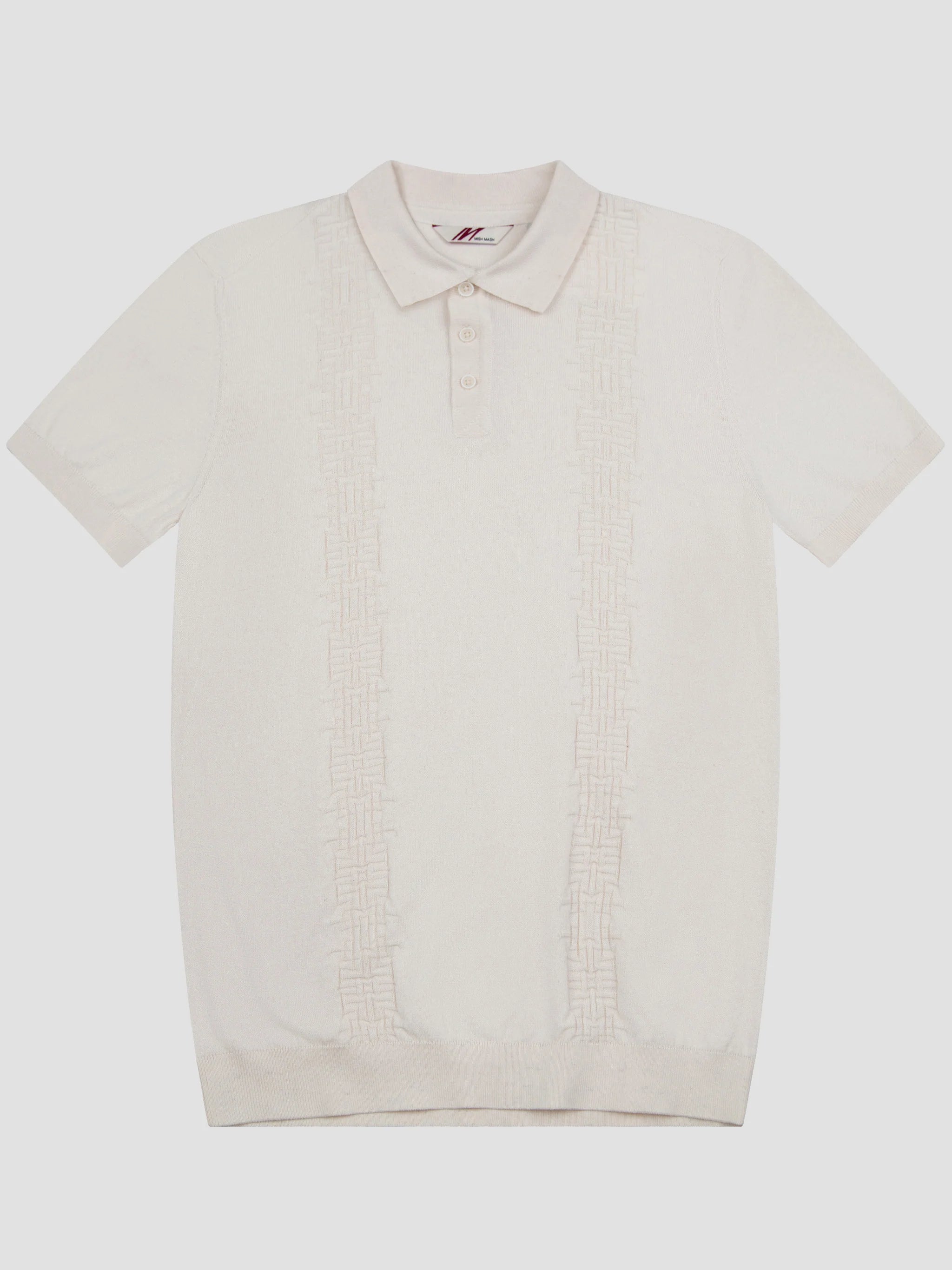 Hipster Style MishMash Boat Gardenia Jacquard Pattern Knit Polo Cream