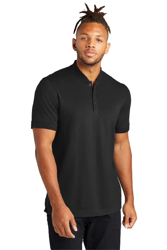 Tech Jackets Mercer+Mettle Mens Moisture Wicking Short Sleeve Henley T-Shirt - Deep Black