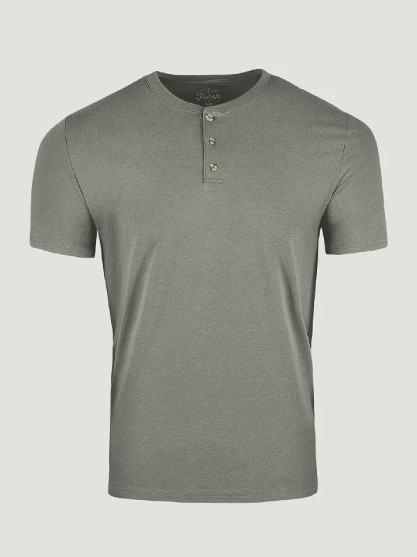 Casual Chic Mercury Green Short Sleeve Henley