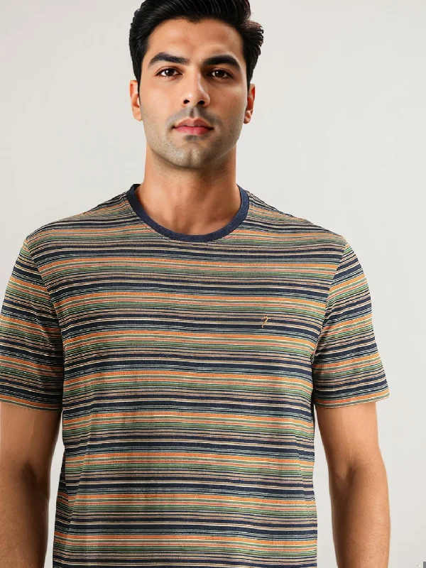 Stylish Sweaters Men Striped Crew Neck T-Shirt