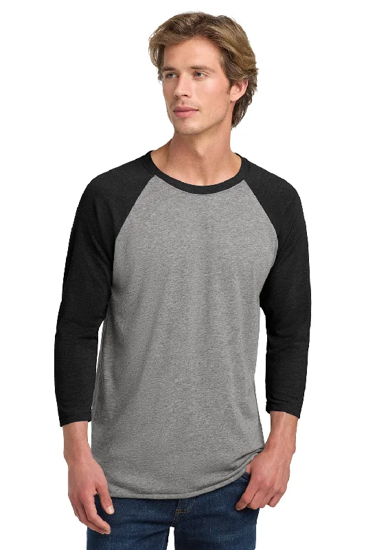 Practical Clothing Next Level Mens Jersey 3/4 Sleeve Crewneck T-Shirt - Heather Grey/Vintage Black