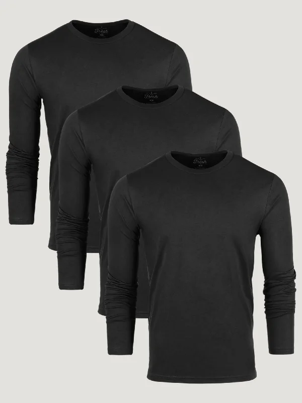 Easygoing Fashion All Black Long Sleeve Crew 3-Pack