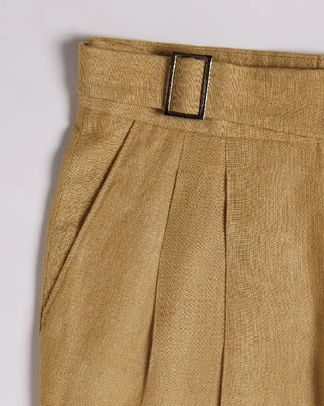 Dapper Suits Vintage Linen Neapolitan Pants - Khaki