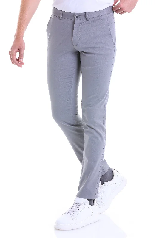 Luxury Comfort Dynamic Fit Side Pocket Low Waist Cotton Gray Casual Pants