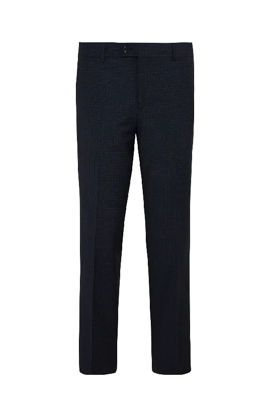 Parkas Style Dynamic Fit Side Pocket Low Waist Unpleated Wool Navy Dress Pants, Navy K.