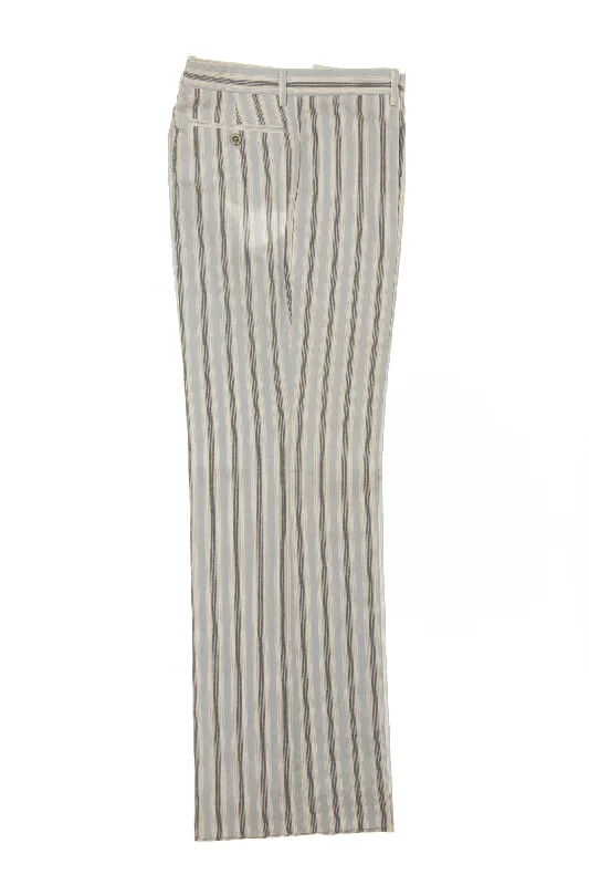 Wool Pants Hermes - White Linen Striped Pants - IT 52