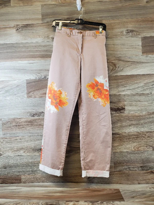 Stylish Polos Pants Cropped By Gap In Orange & Tan, Size: 6