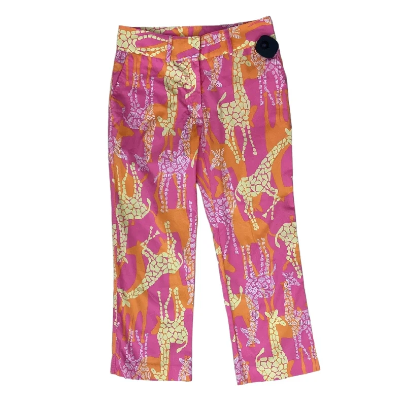 Bright Shirts Pants Cropped By Lilly Pulitzer In Orange & Pink, Size: 0