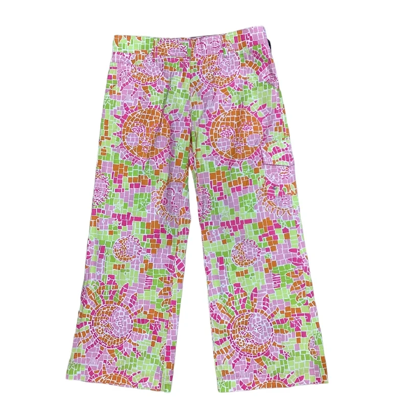 Bomber Jackets Pants Cropped By Lilly Pulitzer In Pink & Yellow, Size: 0