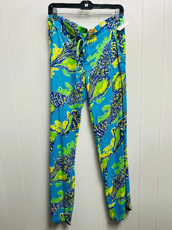 Relaxed Wear Pants Wide Leg By Lilly Pulitzer In Blue & Yellow, Size: S