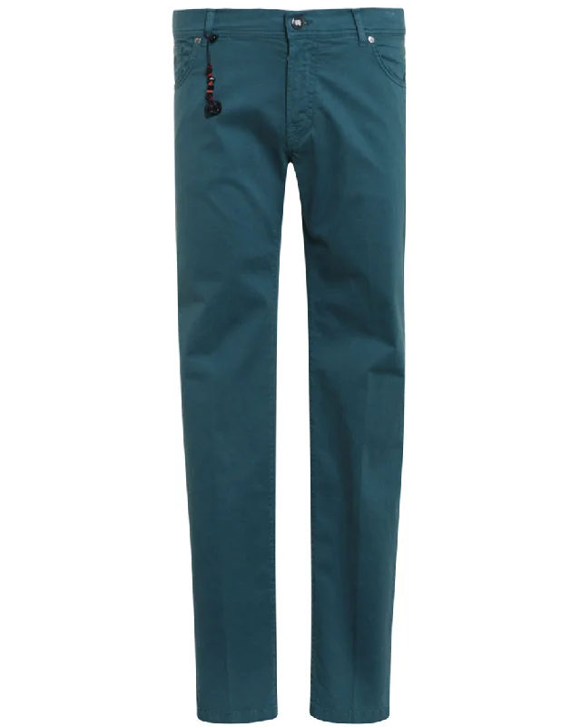 Graphic Caps Emerald Green Sueded Supima Cotton Casual Pant