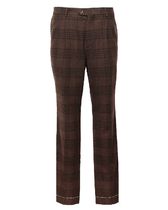 Utility Vests Autunno Brown Plaid Trouser