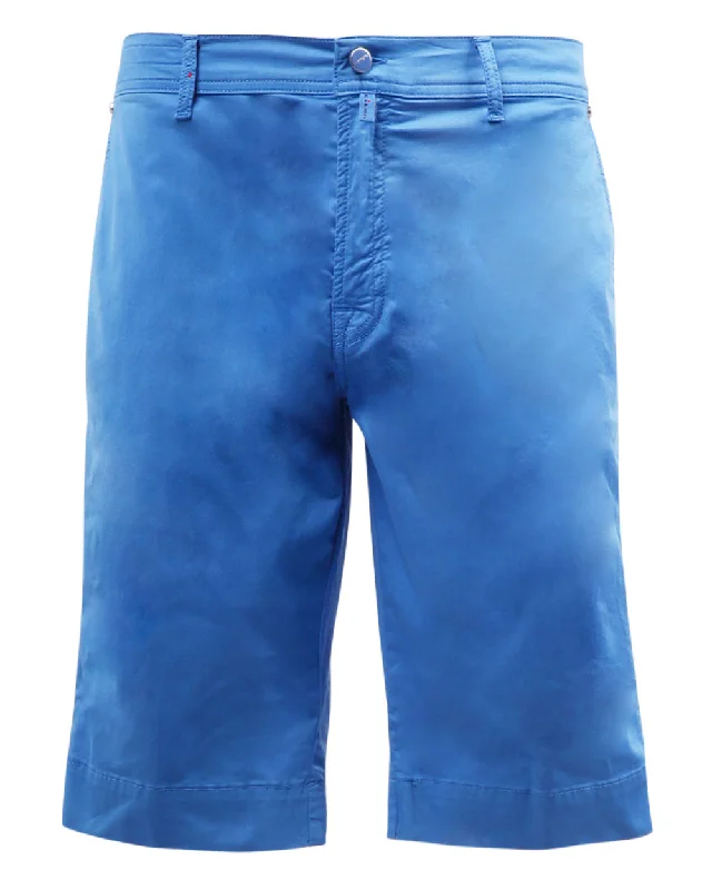 Effortless Style Electric Blue Cotton Shorts