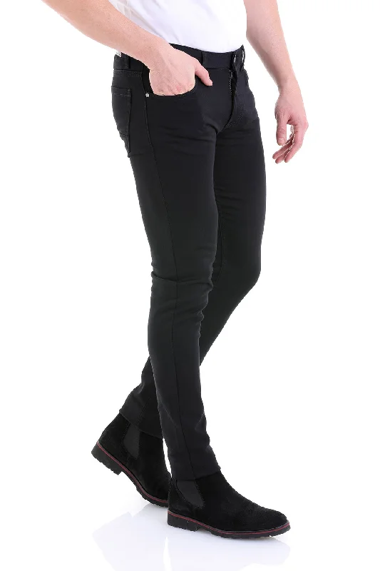 Slim-fit Trousers Slim Fit Black Cotton 5 Pocket Low Waist Casual Pants