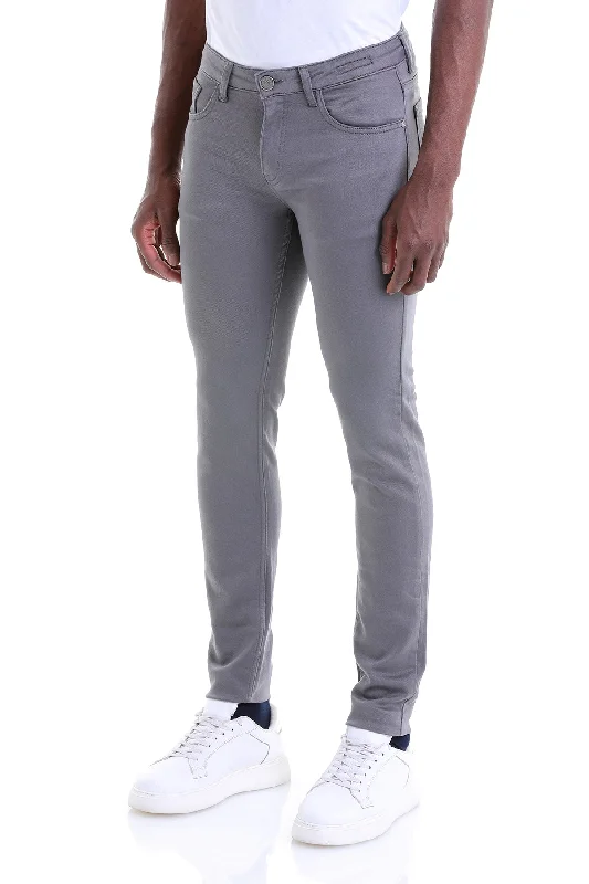 Casual Cardigans Slim Fit Low Waist Gray Cotton Casual Pants