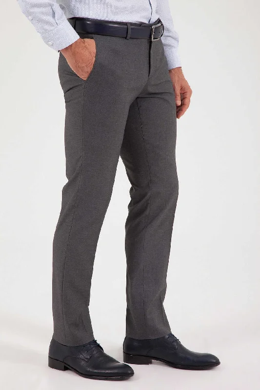 Warm Jackets Slim Fit Side Pocket Textured Gray Low Waist Dress Pants