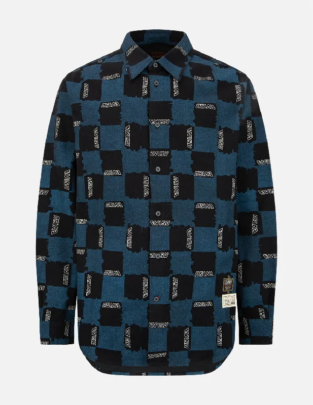 Tailored Coats Allover Check Pattern Print Oxford Shirt