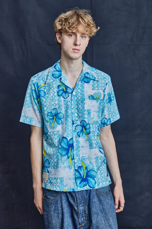 Easygoing Fashion Blue Hibiscus Hawaiian Shirt