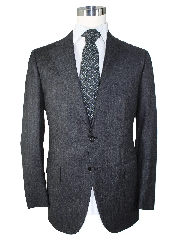 Wool Sweaters Cesare Attolini Suit Charcoal Gray Stripes EU 52/ US 42