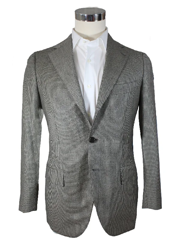 Sporty Jackets Cesare Attolini Suit Beige Brown Houndstooth Wool EU 46/ US 36