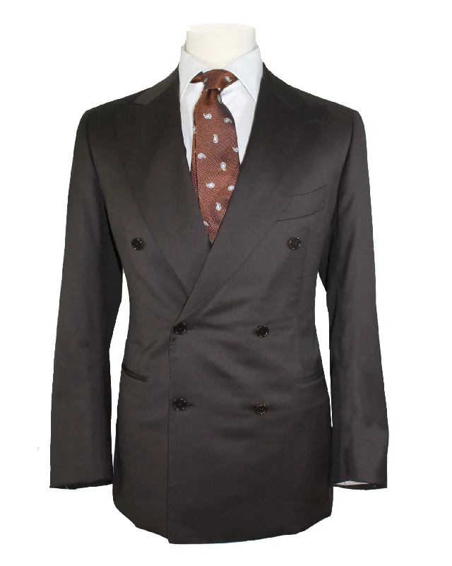 Trendy Outerwear Cesare Attolini Suit Dark Brown Double Breasted Peak Lapel EU 50 / US 40