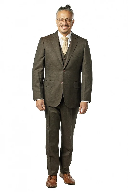 Hipster Style Classic Fit Brown Sharkskin Three Piece Suit ST-3P-406