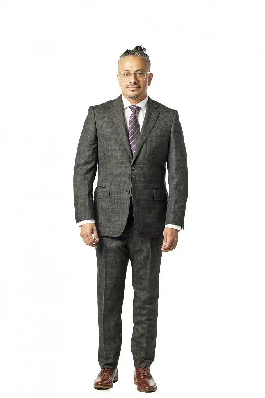 Work Boots Classic Fit Charcoal Grey Check Two Piece Suit ST-405